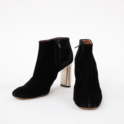 Pre-owned Celine Velvet Ankle Boots In Black