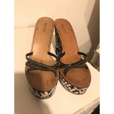 Pre-owned Miu Miu Cloth Sandals In Blue