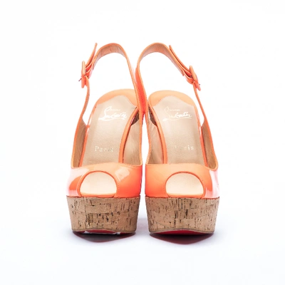Pre-owned Christian Louboutin Orange Patent Leather Heels