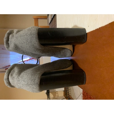 Pre-owned Alexander Wang Tweed Ankle Boots In Grey