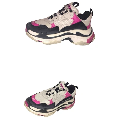 Pre-owned Balenciaga Triple S Cloth Trainers In Pink