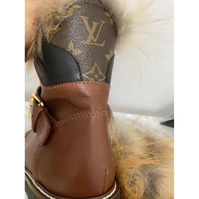 Leather snow boots Louis Vuitton Camel size 37.5 EU in Leather