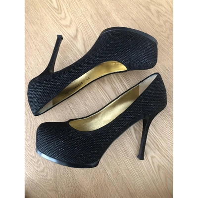 Pre-owned Saint Laurent Trib Too Black Suede Heels