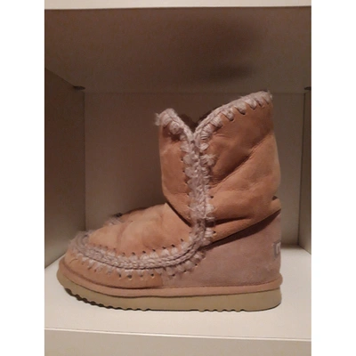 Pre-owned Mou Beige Suede Ankle Boots