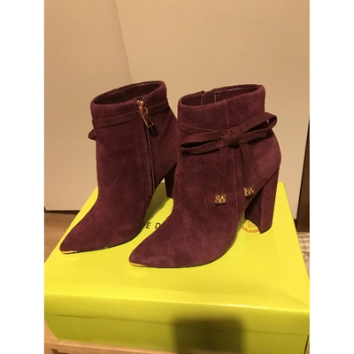 Pre-owned Ted Baker Ankle Boots In Burgundy