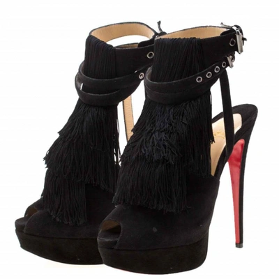 Pre-owned Christian Louboutin Black Suede Sandals