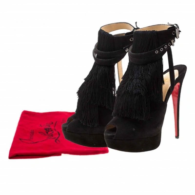 Pre-owned Christian Louboutin Black Suede Sandals