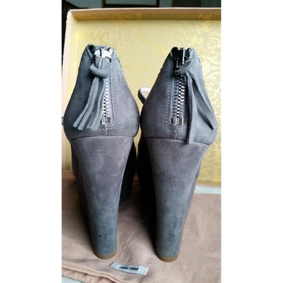 Pre-owned Miu Miu Sandals In Grey