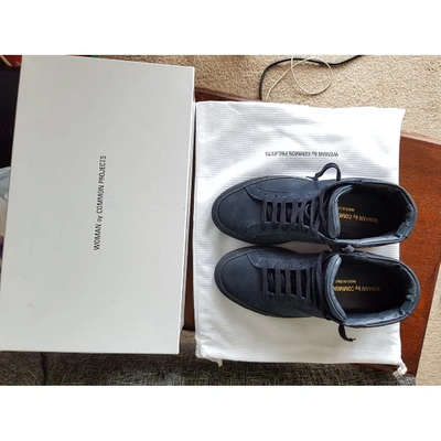 Pre-owned Common Projects Navy Leather Trainers