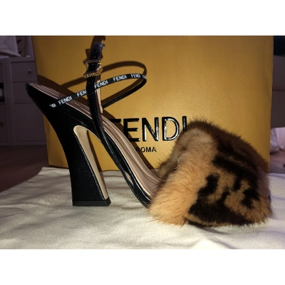 Pre-owned Fendi Black Mink Heels