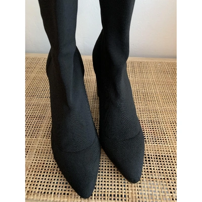 Pre-owned Yeezy Cloth Ankle Boots In Black