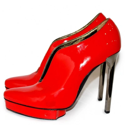 Pre-owned Lanvin Red Patent Leather Ankle Boots