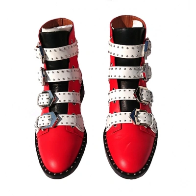 Pre-owned Givenchy Red Leather Ankle Boots