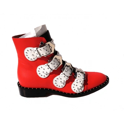 Pre-owned Givenchy Red Leather Ankle Boots