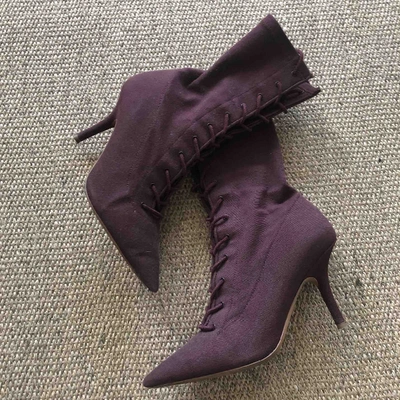 Pre-owned Yeezy Cloth Boots In Burgundy
