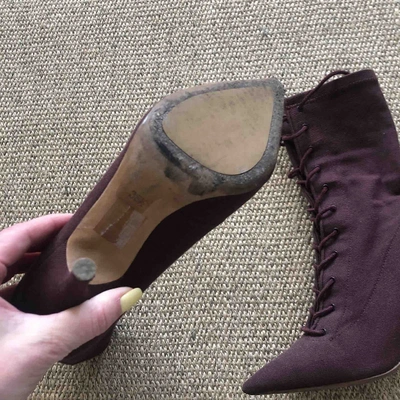 Pre-owned Yeezy Cloth Boots In Burgundy