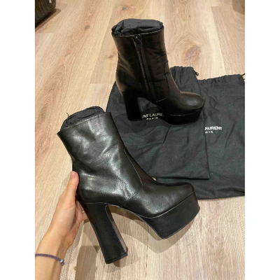 Pre-owned Saint Laurent Billy Leather Ankle Boots In Black