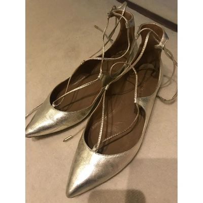 Pre-owned Aquazzura Leather Ballet Flats In Silver