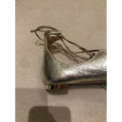 Pre-owned Aquazzura Leather Ballet Flats In Silver