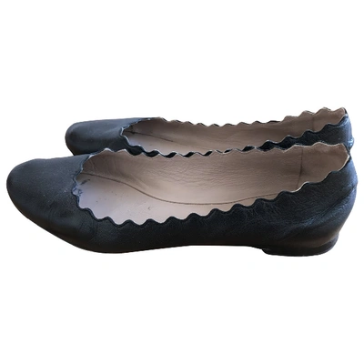 Pre-owned Chloé Lauren Black Leather Ballet Flats