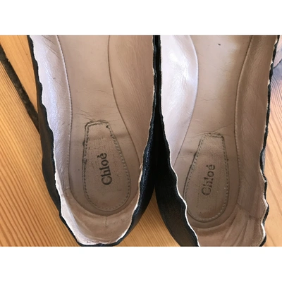 Pre-owned Chloé Lauren Black Leather Ballet Flats