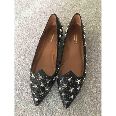 Pre-owned Aquazzura Leather Ballet Flats In Black