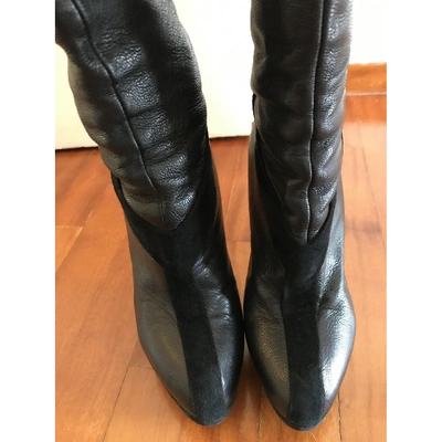 Pre-owned Saint Laurent Leather Boots In Black