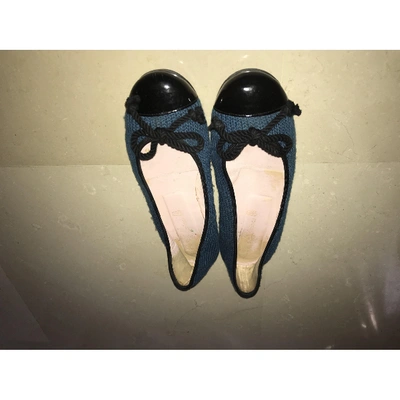 Pre-owned Pretty Ballerinas Blue Tweed Ballet Flats