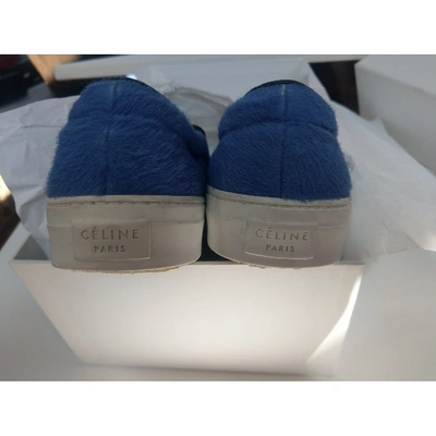 Pre-owned Celine Pony-style Calfskin Trainers In Blue
