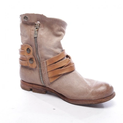 Pre-owned As98 Beige Leather Ankle Boots