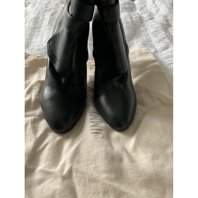 Pre-owned Jimmy Choo Leather Ankle Boots In Black