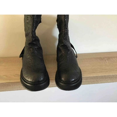 Pre-owned Cinzia Araia Leather Ankle Boots In Black