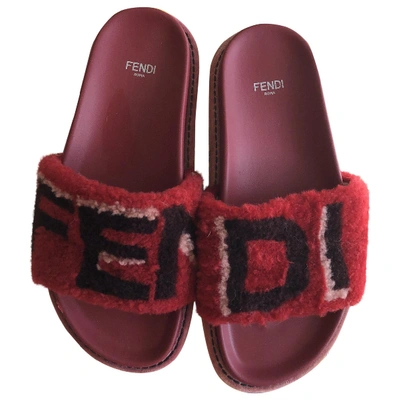 Pre-owned Fendi Red Leather Mules & Clogs