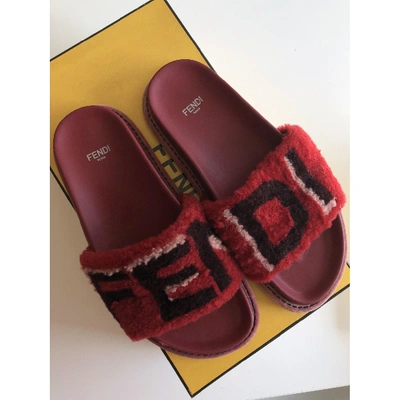Pre-owned Fendi Red Leather Mules & Clogs