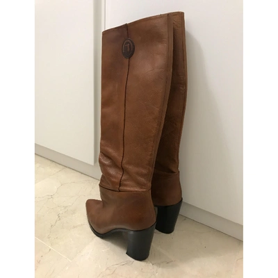 Pre-owned Trussardi Leather Boots In Camel