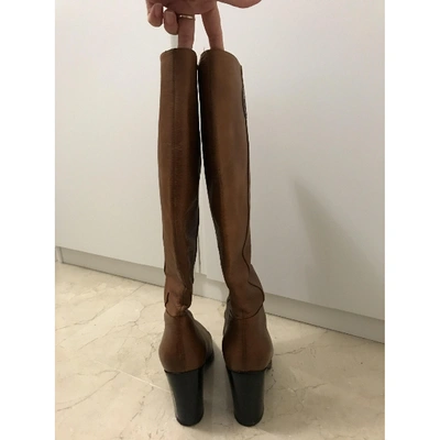 Pre-owned Trussardi Leather Boots In Camel