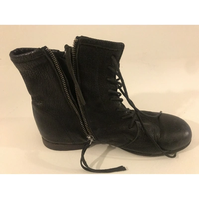 Pre-owned Bruno Bordese Leather Biker Boots In Black