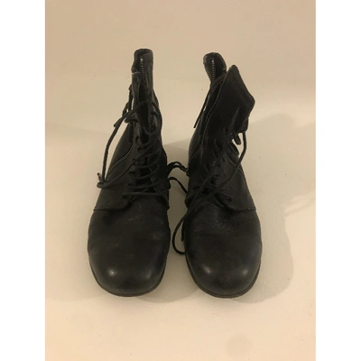 Pre-owned Bruno Bordese Leather Biker Boots In Black