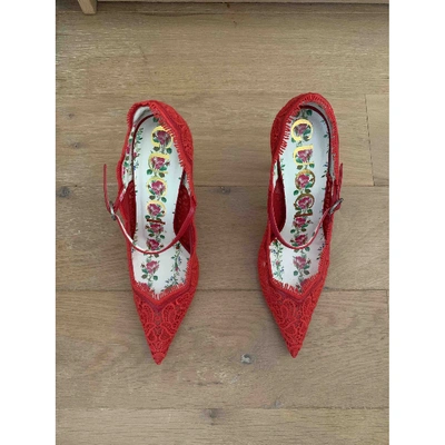 Pre-owned Gucci Sylvie Red Cloth Heels