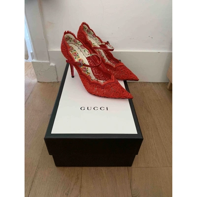 Pre-owned Gucci Sylvie Red Cloth Heels