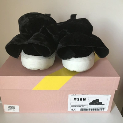 Pre-owned Msgm Velvet Trainers In Black