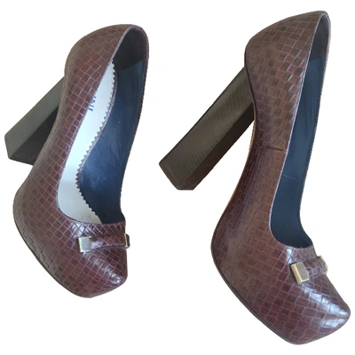 Pre-owned Pollini Leather Heels In Brown