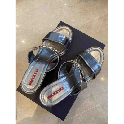 Pre-owned Prada Leather Espadrilles In Silver