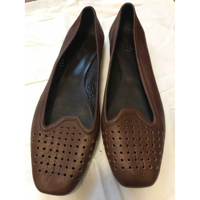 Pre-owned Hogan Leather Flats In Brown