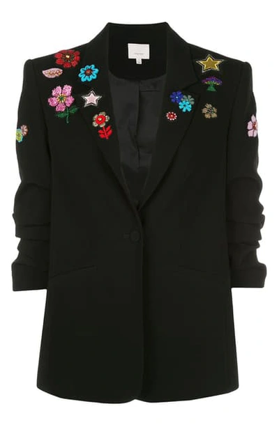 Shop Cinq À Sept Kylie Flower Power Jacket In Black