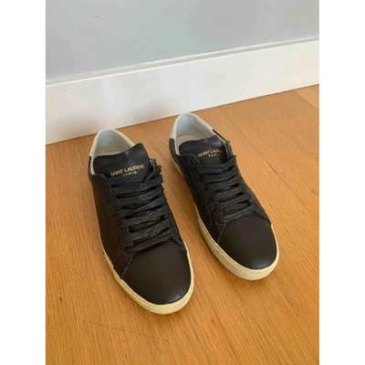 Pre-owned Saint Laurent Court Black Leather Trainers