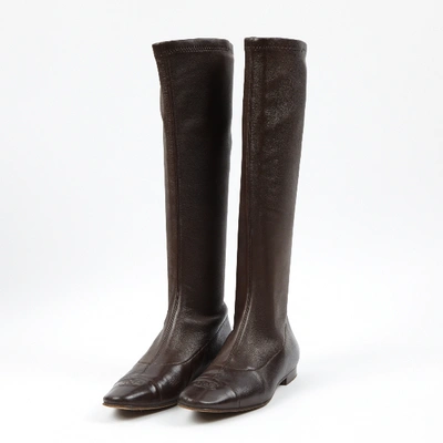 Pre-owned Chanel Leather Boots In Brown
