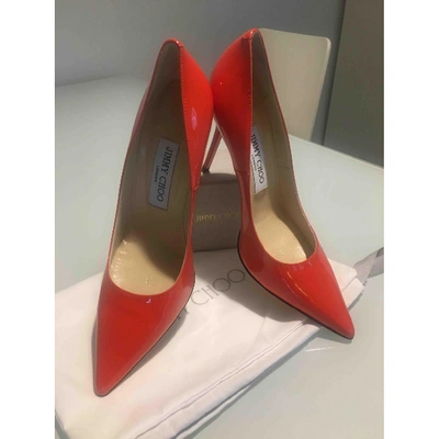 Pre-owned Jimmy Choo Anouk Orange Patent Leather Heels