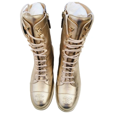 Pre-owned Gold Leather Boots