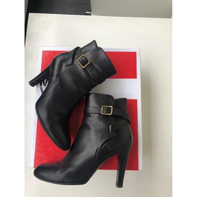 Pre-owned Michel Vivien Leather Ankle Boots In Black